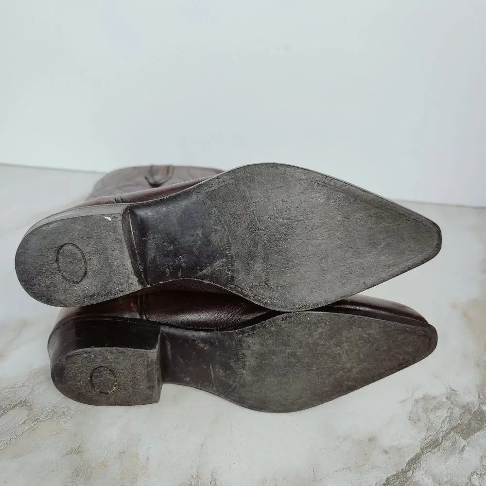 VTG Acme Kids' Brown Faux Leather Western Cowboy Boots, 13.5